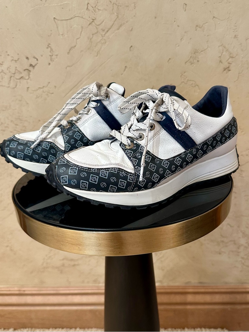 Duca Del Cosma Women's White and Navy Patterned Golf Shoes